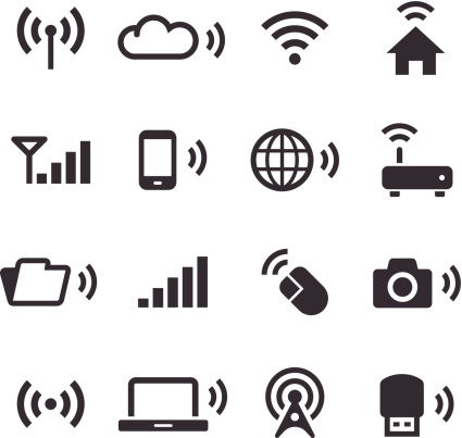 An illustration of wireless technology icons set for your web page, presentation, & design products.
