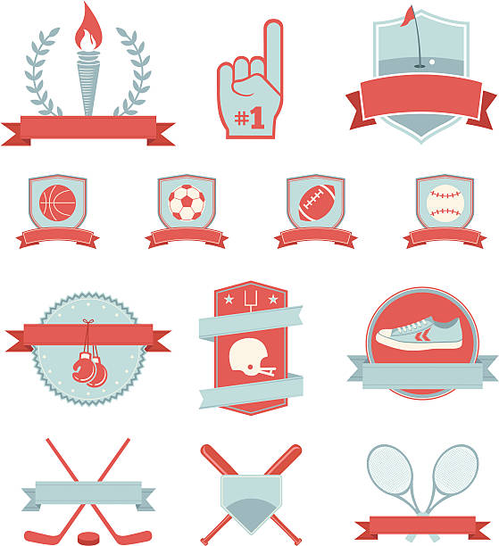 ilustraciones, imágenes clip art, dibujos animados e iconos de stock de deportes de banners - football helmet helmet american football sports helmet