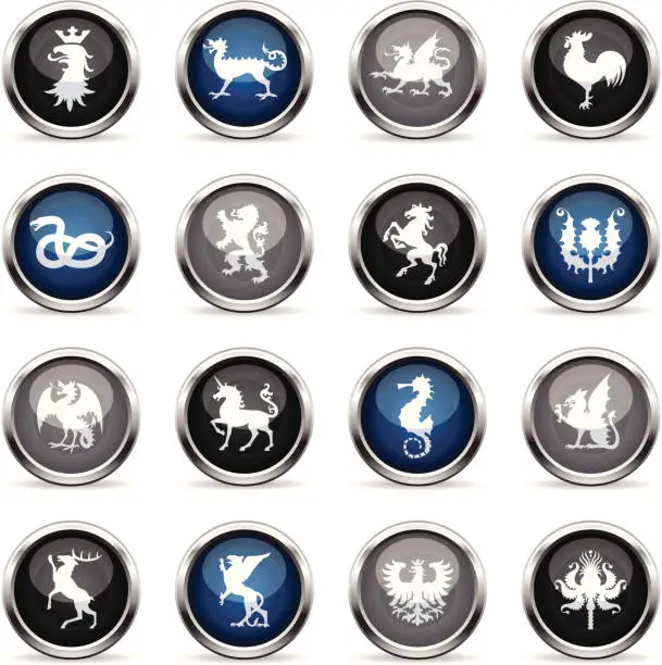 Vector illustration of Supergloss Icons - Heraldic Animals