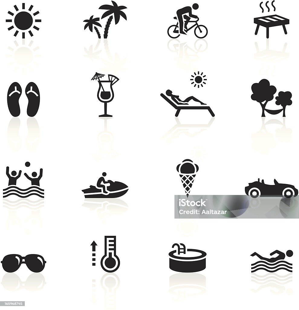 Black Symbols - Summertime Illustration representing different summertime related icons. Icon Symbol stock vector