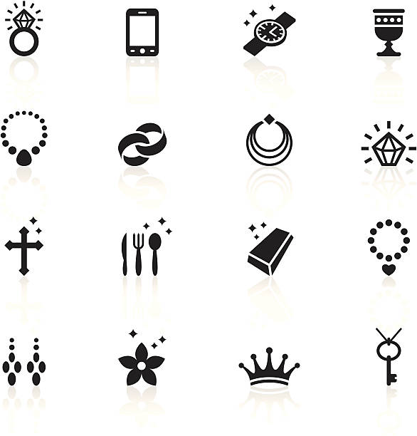 ilustraciones, imágenes clip art, dibujos animados e iconos de stock de negro símbolos de joyas - cross cross shape shiny gold