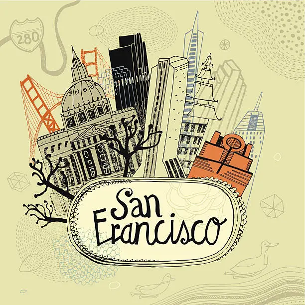 Vector illustration of San Francisco, California in USA