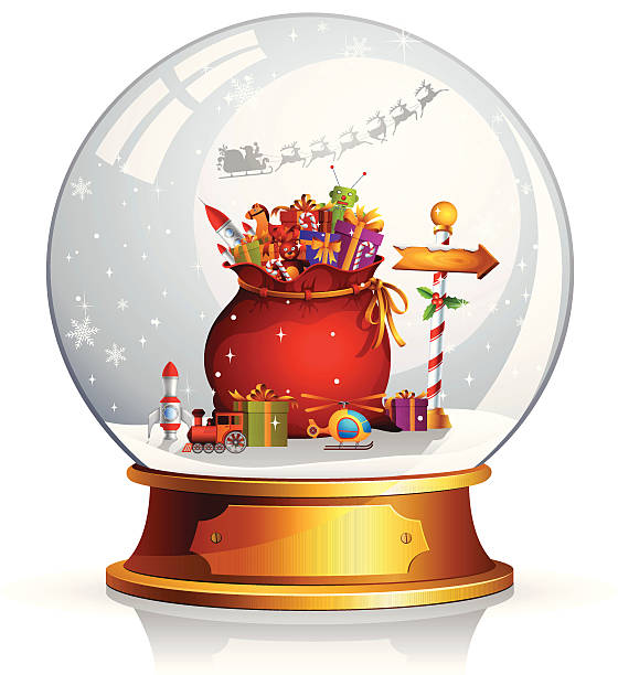 Snow Globe with Santa Claus Bag Snow Globe with Santa Claus Bag. High Resolution JPG,CS5 AI and Illustrator 0.8 EPS included. Each element is named,grouped and layered separately. snow globe empty silhouette stock illustrations