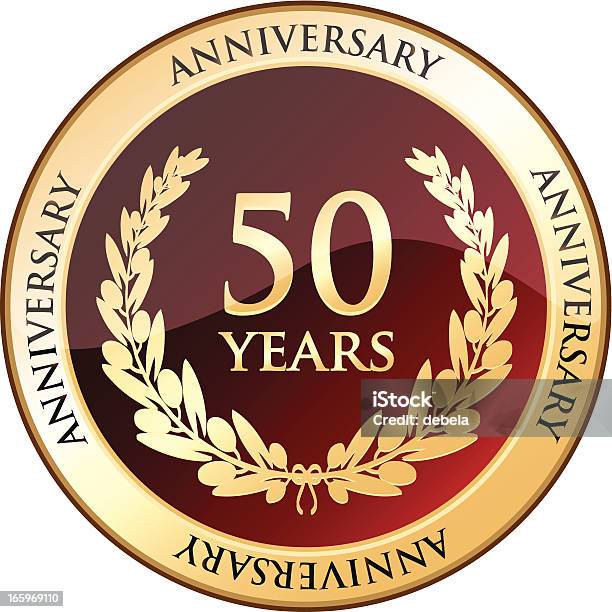Golden Rocznica Shield 50 Lat - Stockowe grafiki wektorowe i więcej obrazów 50-54 lata - 50-54 lata, Pięćdziesiąta rocznica, Świętowanie