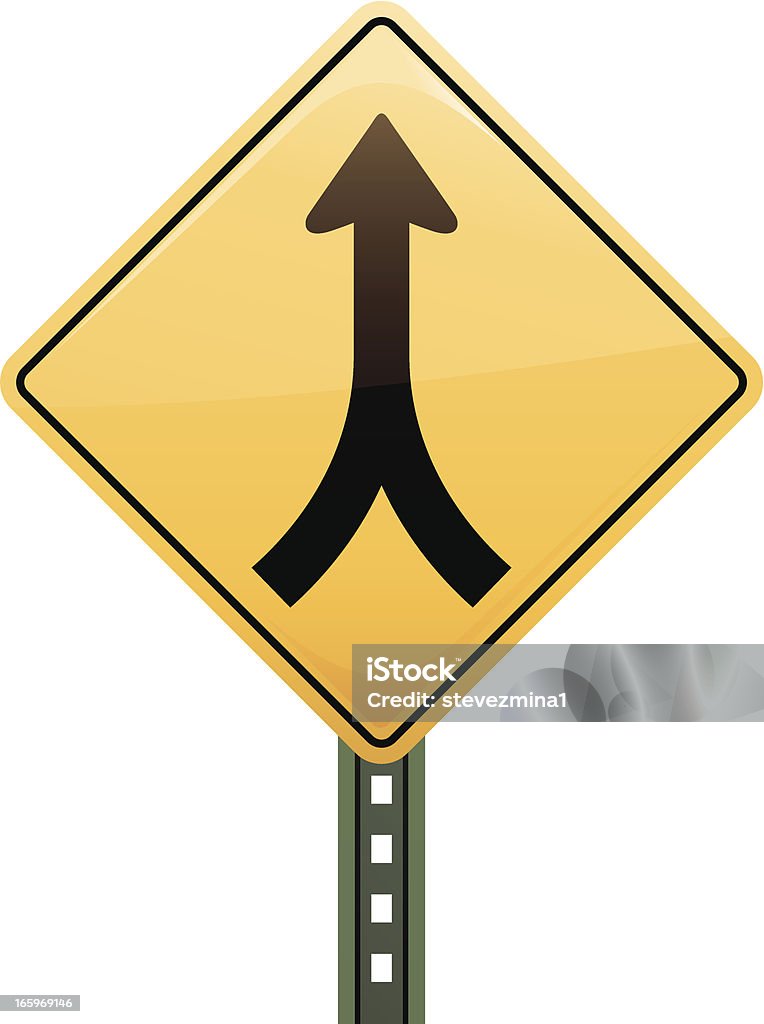 Merging Interection Sign Merging Sign Stock Illustration - Download Image Now - American Culture ...