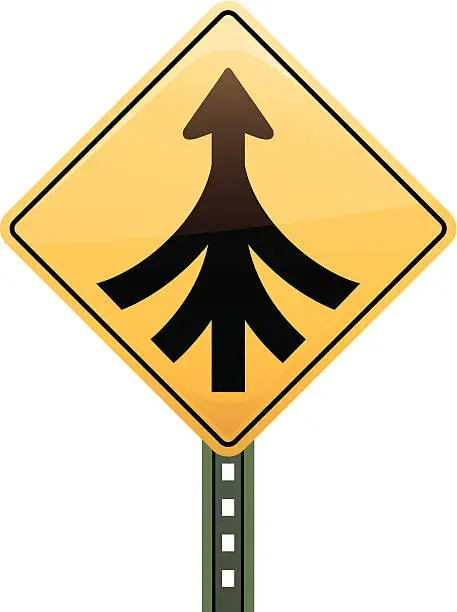 Vector illustration of Merging Road Sign