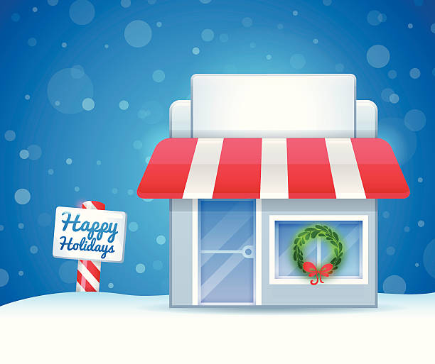 ilustrações de stock, clip art, desenhos animados e ícones de compras festivas - christmas shopping store retail