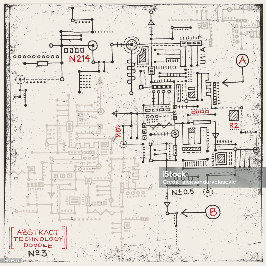 Tecnología Garabato - arte vectorial de Tablero de circuitos libre de derechos