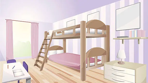 Vector illustration of Kids room.