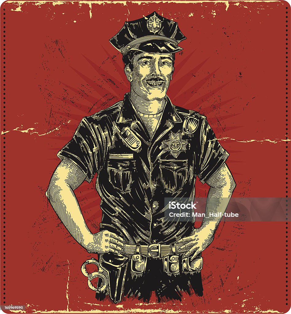 Police officer Police officer in retro style. Handcuffs stock vector
