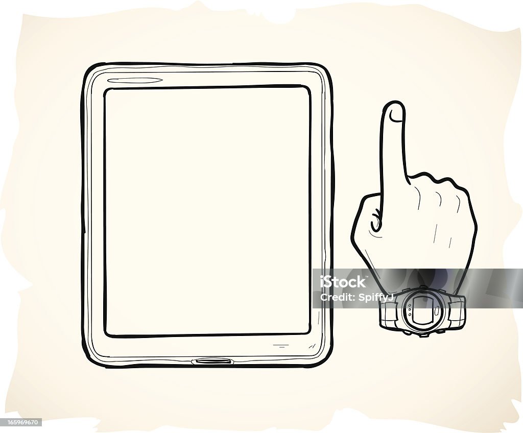 Tablette et dessiné à la main - clipart vectoriel de Tablette numérique libre de droits