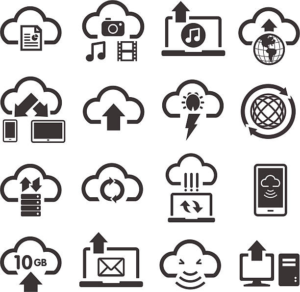 cloud computing & aufbewahrung symbole - fileshare stock-grafiken, -clipart, -cartoons und -symbole