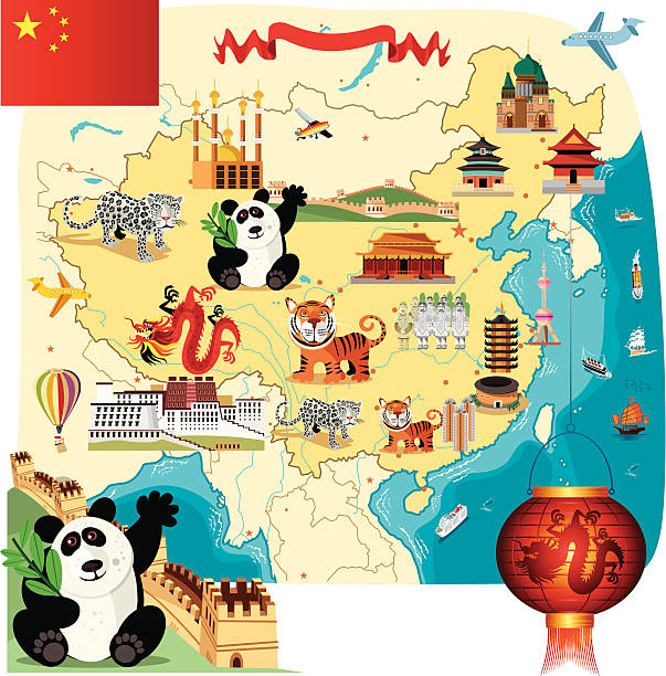 stockillustraties, clipart, cartoons en iconen met cartoon map of china - urumqi