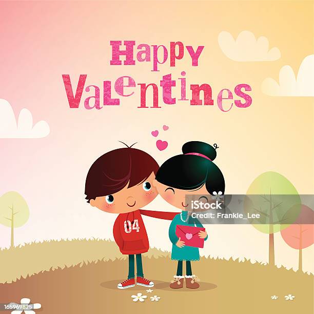 Valentine Menino Menina - Arte vetorial de stock e mais imagens de Dia dos Namorados - Dia dos Namorados, Cartão do Dia dos Namorados, Cumprimentar
