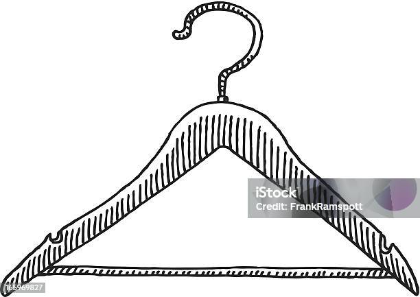 Clothes Hanger Drawing Stock Illustration - Download Image Now - Coathanger, Illustration, Black And White