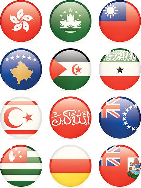 Vector illustration of Round flag icon collection - other countries