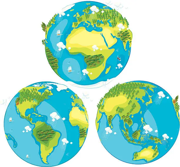Vector illustration of Cartoon map of World