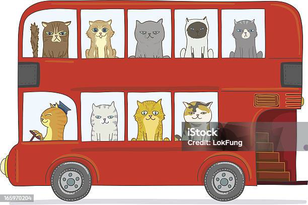 Gatti In Autobus - Immagini vettoriali stock e altre immagini di Allegro - Allegro, Animale, Animale da compagnia