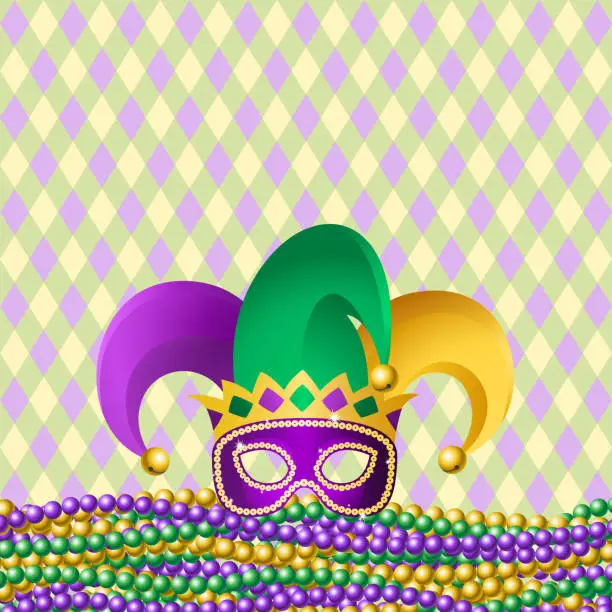 Vector illustration of Jester Hat & Beads