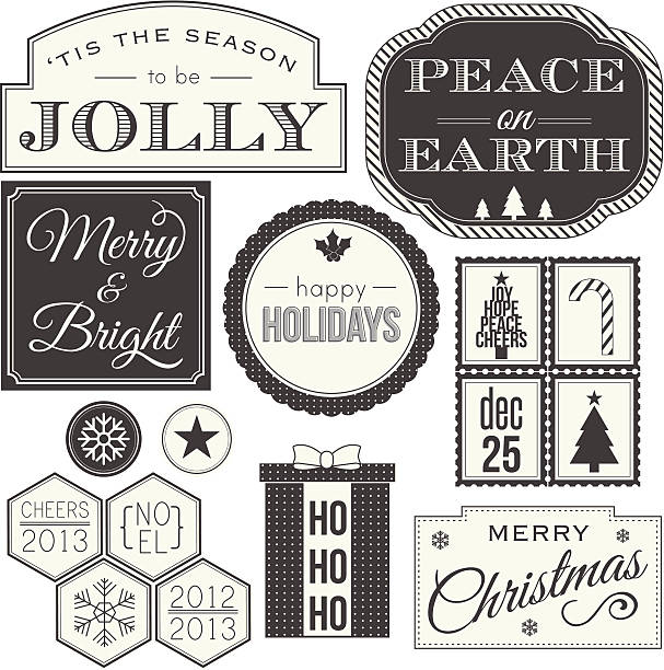 Tis The Season Holiday Labels vector art illustration