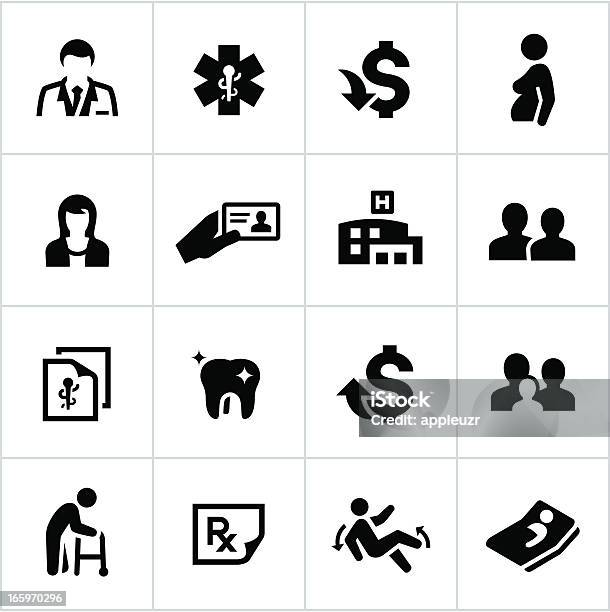 Black Health Insurance Icons Stock Illustration - Download Image Now - Icon Symbol, Healthcare And Medicine, Expense