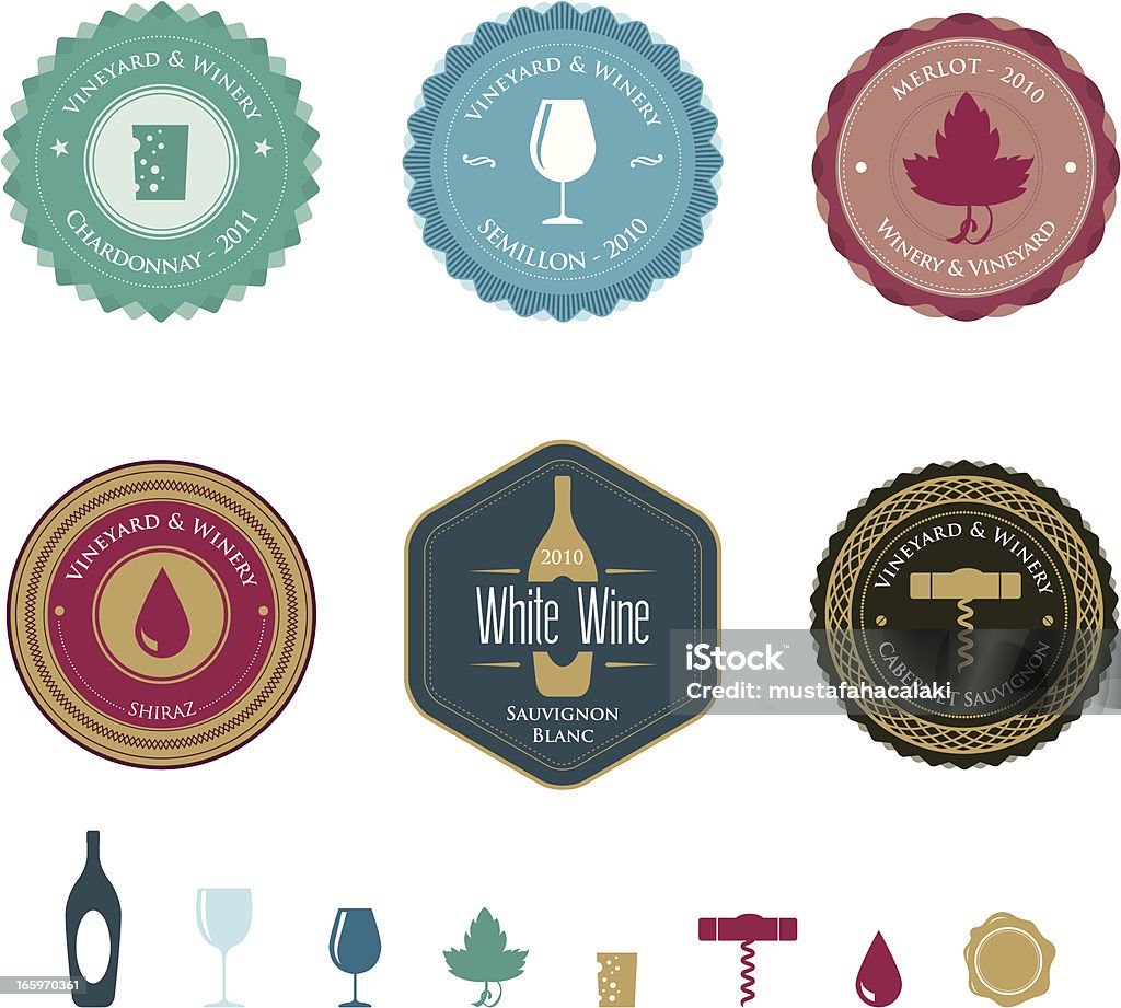 Étiquettes de vin - clipart vectoriel de Badge libre de droits