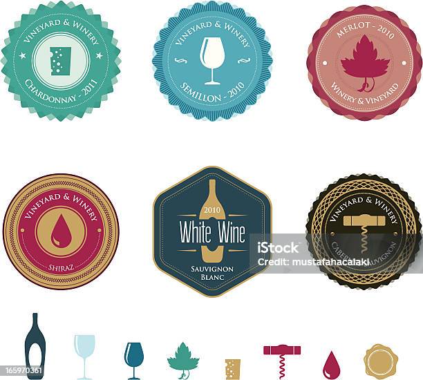 Étiquettes De Vin Vecteurs libres de droits et plus d'images vectorielles de Badge - Badge, D'autrefois, Feuille