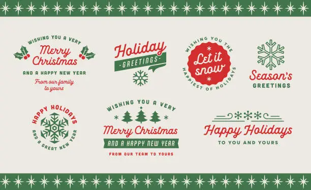 Vector illustration of Collection of Holiday Christmas Labels