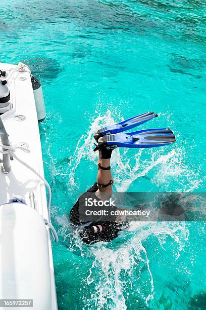 Mergulhador Introduzir Água Para Uma Excursão De Mergulho No Caribe - Fotografias de stock e mais imagens de Mergulho Autónomo