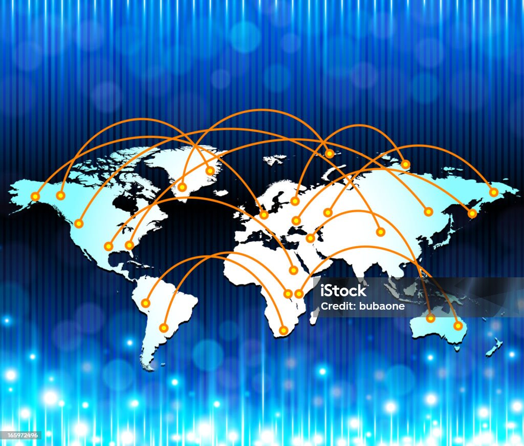世界地図とグローバル・コミュニケーションの背景に青色のインターネット - つながりのロイヤリティフリーベクトルアート