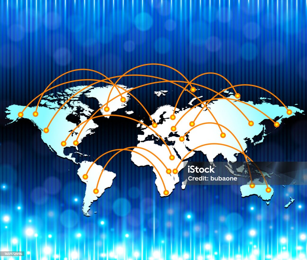 Mapa do mundo com comunicação Global no azul fundo da Internet - Royalty-free América do Norte arte vetorial