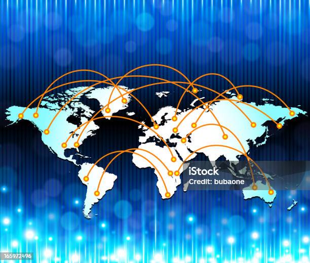 Mapa Do Mundo Com Comunicação Global No Azul Fundo Da Internet - Arte vetorial de stock e mais imagens de América do Norte