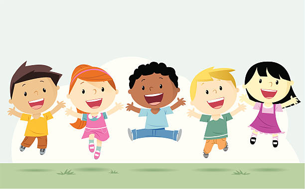 boys and girls - animasyon karakter illüstrasyonlar stock illustrations
