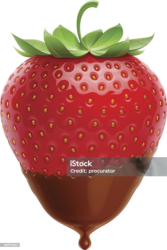 Strawberry in chocolate Vector illustration of red fresh strawberry in chocolate. Strawberry stock vector