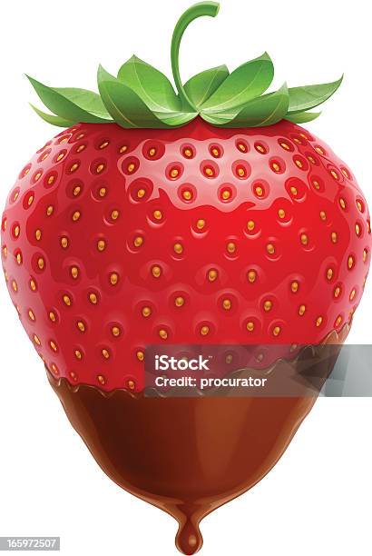 Strawberry In Chocolate Stock Illustration - Download Image Now - Strawberry, Cut Out, Berry Fruit