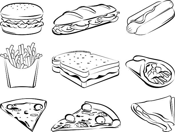 Ilustración de Comida Rápida y más Vectores Libres de Derechos de Bocadillo  - Bocadillo, Cultura mexicana, Pan de hamburguesa - iStock