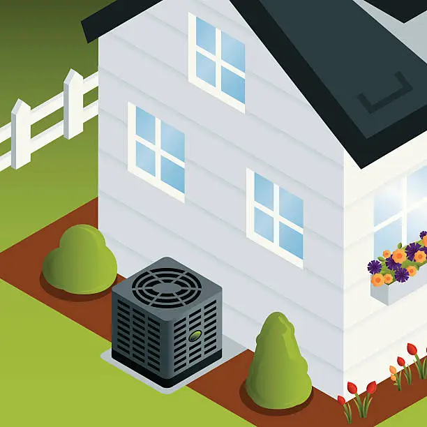 Vector illustration of House with Air Conditioner