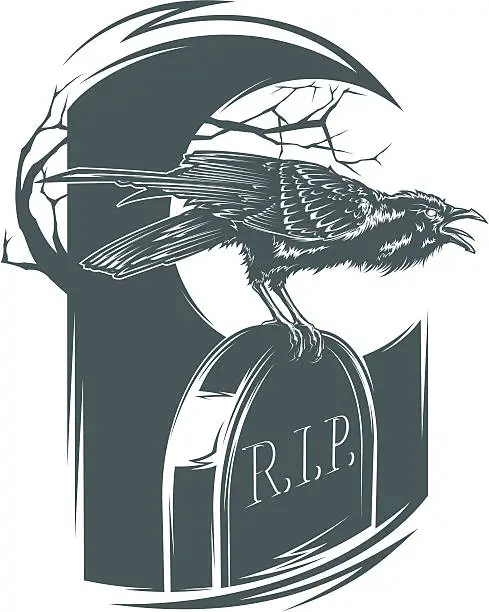 Vector illustration of Tombstone Crow