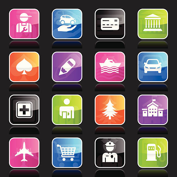 ubergloss icons-gps-sehenswürdigkeiten - tomtom stock-grafiken, -clipart, -cartoons und -symbole