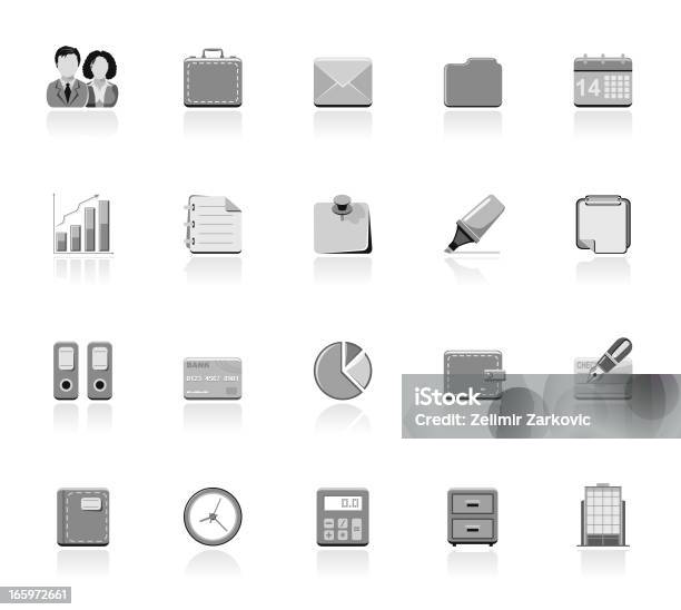 Simple Icons Business Stock Illustration - Download Image Now - Adhesive Note, Briefcase, Business