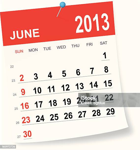 Kalender Juni 2013 Stock Vektor Art und mehr Bilder von 2013 - 2013, Buchseite, Datum