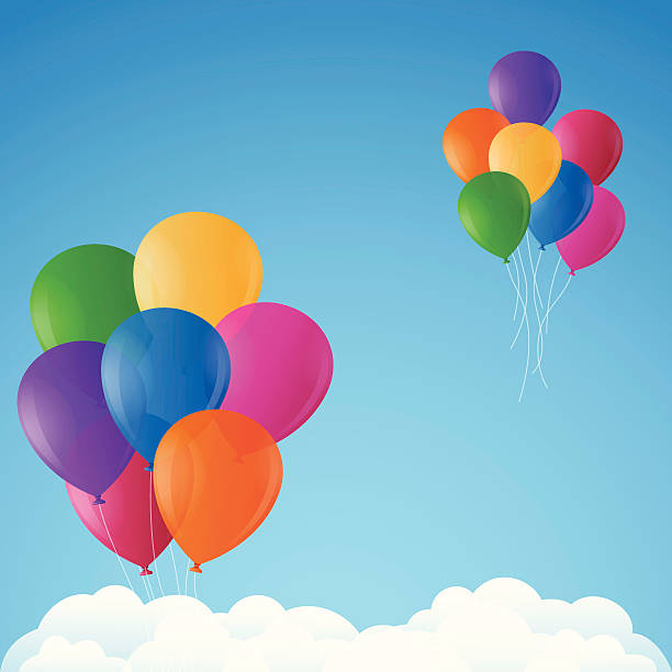 Colorful Balloons Colorful balloons floating into the sky.  office parties stock illustrations