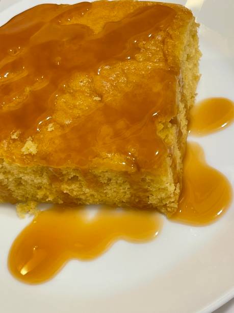 istock Yellow cake with caramel syrup 1659734813