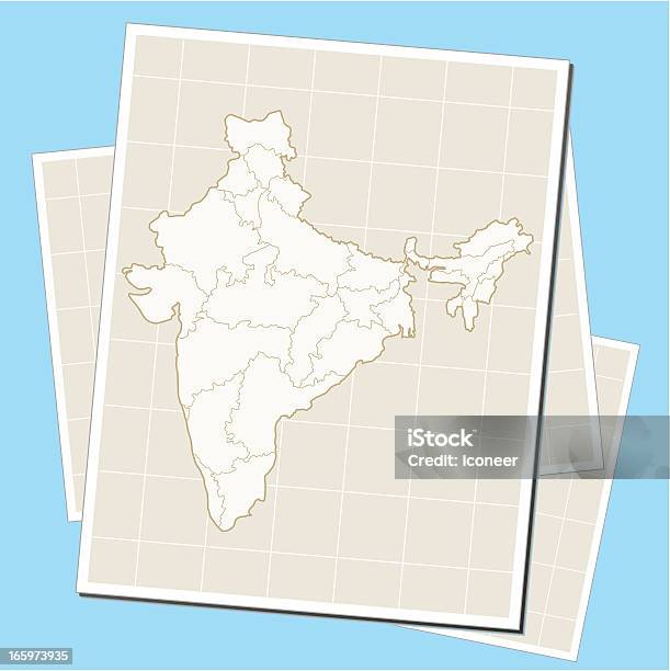 Indien Karte Auf Papier Stock Vektor Art und mehr Bilder von Abenteuer - Abenteuer, Altertümlich, Asien