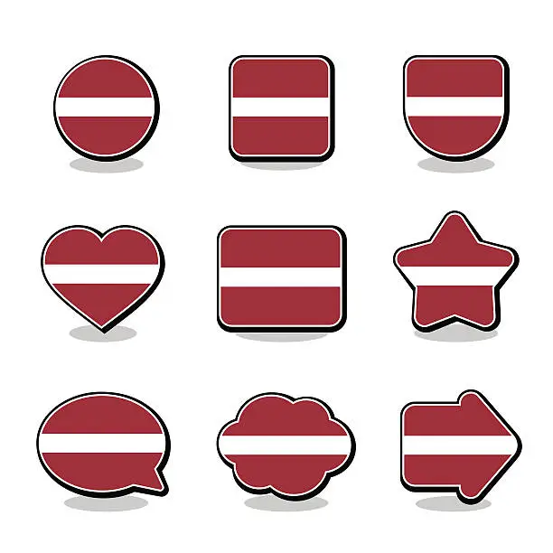 Vector illustration of LATVIA FLAG ICON SET