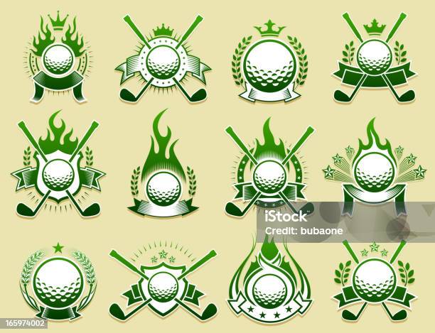 Golf Amateur Country Club On Grunge Badge Set Stock Illustration - Download Image Now - Golf, Golf Ball, Flame