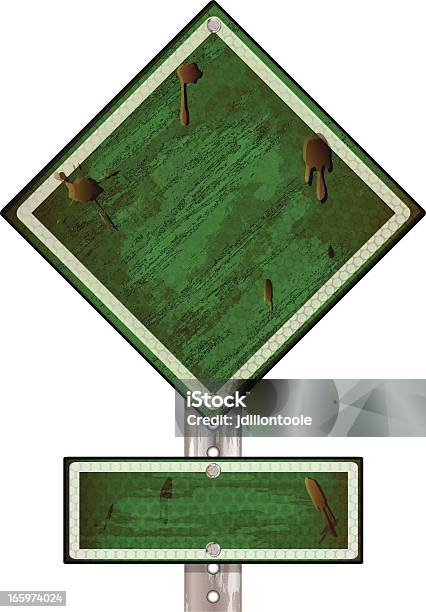 Cartello Stradale Verde Grunge - Immagini vettoriali stock e altre immagini di Affari - Affari, Affissione, Città