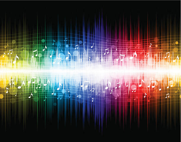 Seamless rainbow music background Seamless horizontal rainbow music background.  EPS 10 file using transparencies. music backgrounds stock illustrations