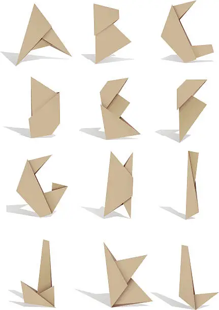Vector illustration of origami alphabet 1