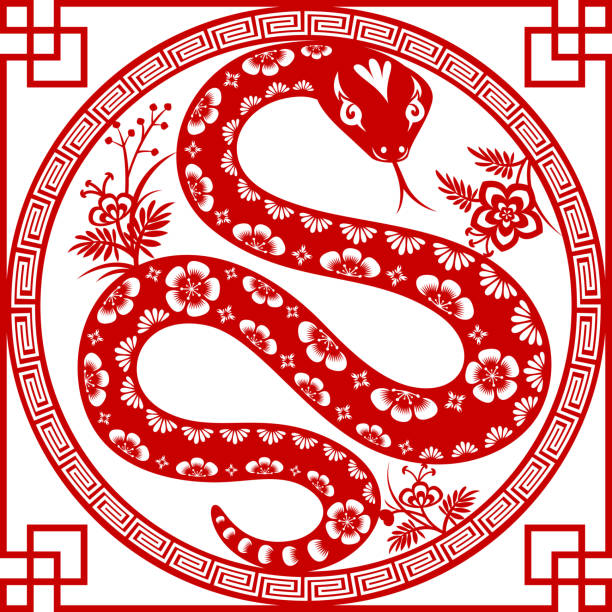 해 스네이크 - snake chinese new year chinese zodiac sign china stock illustrations